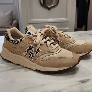 New Balance Women's Beige Sneakers with Animal Print